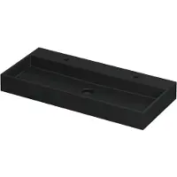 Ink United Wastafel 100x45cm Keramiek - Centraal - 2 Kraangaten - Mat Zwart - 8718835040741 - Rechthoekig - Wastafels, Meubelwastafels