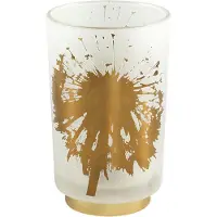 Ptmd collection PTMD Besh Rond Windlicht - H20 x Ø12 cm - LED - Glas - Wit/Goud
