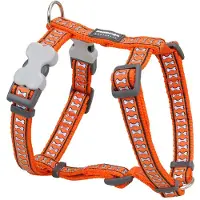 Red Dingo Hondentuig , oranje, met botmotief, reflecterend, verstelbaar van 37 tot 61 cm