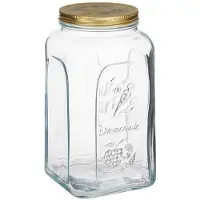Pasabahce Zelfgemaakte" voorraadpot, 3,0 liter van glas, met deksel, vierkante vorm, Opbergblikken