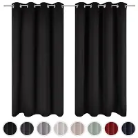 Blumtal Gordijnen - Verduisterend Gordijn Kant en Klaar - Blackout Gordijnen - 140 x 225 cm - Zwart - Set van 2