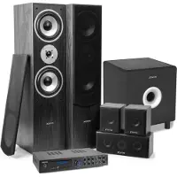 Fenton Surround set home cinema - AV550BT 5.1 versterker met zwarte speakers en actieve subwoofer