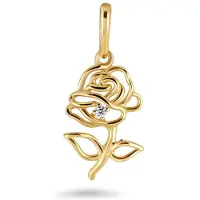 New Bling 9NBSAM-G220308 – 14 Karaat Gouden Hanger Dames – Roos met Zirkonia – 12,5 x 8,5 mm