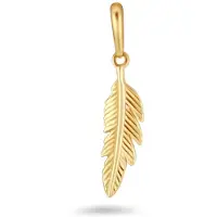 New Bling 9NBSAM-G220301 Gouden Hangertje Veer - 14x4,2MM - 14 Karaat - Geel Goud