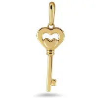 New Bling 9NBSAM-G220317 Gouden Hangertje Sleutel - 16x7MM - 14 Karaat - Geel Goud