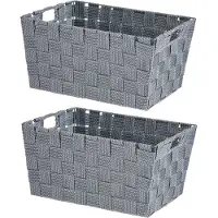 Kipit Kast/badkamer opbergmandjes - Set van 2x stuks - zilvergrijs - 30 x 20 x 14 cm - 10 liter - opbergmandjes