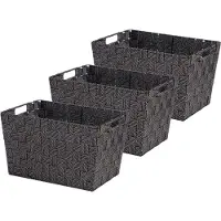 Kipit Opbergmandjes - 3x stuks - voor kast/ badkamer - zwart - 35x25x20 cm - 10 liter