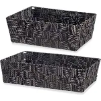 Kipit Set van 6x stuks Kast/badkamer opbergmandjes zwart in 2 formaten - Opruimmandjes/vakverdelers