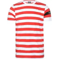 Re-Born - Sportkleding - Sport shirt - Streep t-shirt - Korte mouw t-shirt - Langer shirt - Heren - Rood/Wit - Maat M