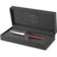 Parker 51-balpen | Bordeauxrode behuizing met chromen afwerking | Medium punt met zwarte inktnavulling | Geschenkverpakking