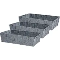 Kipit Kast/badkamer opbergmandjes - Set van 3x stuks - zilvergrijs - 34 x 21 x 8,5 cm - 10 liter - opbergmandjes