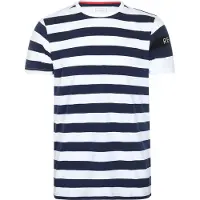 Re-Born - Sportkleding - Sport shirt - Streep t-shirt - Korte mouw t-shirt - Langer shirt - Heren - Donkerblauw/Wit - Maat XL