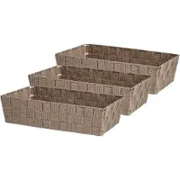 Kipit Kast/badkamer opbergmandjes - Set van 3x stuks - beige - 34 x 21 x 8,5 cm - 10 liter - opbergmandjes