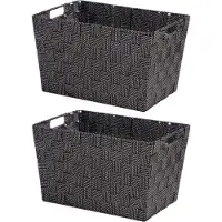 Kipit Opbergmandjes - 2x stuks - voor kast/ badkamer - zwart - 35x25x20 cm - 10 liter