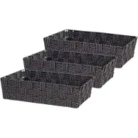 Kipit Kast/badkamer opbergmandjes - Set van 3x stuks - zwart - 34 x 21 x 8,5 cm - 10 liter - opbergmandjes