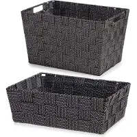 Kipit Opbergmandjes - set 5x stuks - 2 formaten - zwart - kast en badkamer