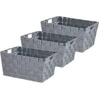 Kipit Kast/badkamer opbergmandjes - Set van 3x stuks - zilvergrijs - 30 x 20 x 14 cm - 10 liter - opbergmandjes