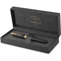 Parker Sonnet rollerballpen | Matzwarte lak met gouden details | fijne punt zwarte inkt | geschenkverpakking