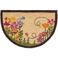 Hamat Ruco Print Flowers 40 x 60 cm | Kokosmat halfrond met bloemen