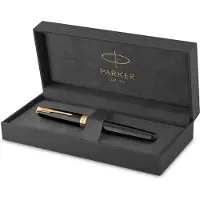 Parker Sonnet-vulpen | Zwart gelakt met gouden afwerking | Medium penpunt | Geschenkverpakking