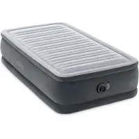 Intex 64412Nd Tcomfort Plush, verhoogd luchtbed voor één persoon, twin-maat, 191x99x46 cm + ingebouwde pomp, grijs