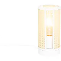QAZQA Retro tafellamp wit met rotan 12 cm - Akira