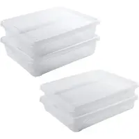 Hega hogar 4x Voedsel plastic bewaarbakjes laag 1,5 en 2 liter transparant - Vershoudbakjes