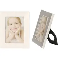 Cepewa 2x stuks aluminium fotolijst zilver rechthoekig geschikt voor een foto van 5,5 x 8 cm - Fotolijsten