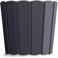 Prosperplast Bloempot/plantenpot - antraciet - kunststof - D29xH25 cm - houtlook - binnen/buiten pot - Plantenpotten