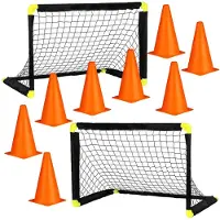 Sportx 2x voetbal goals/doelen set met 8x oranje pionnen - Voetbaldoel