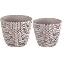 Prosperplast Plantenpotten/bloempot set 4x kunststof taupe 16 x 13 en 13 x 11 cm - Plantenpotten