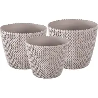 Prosperplast Plantenpotten/bloempot set 3x mix formaten kunststof taupe 22/19/16 cm - Plantenpotten
