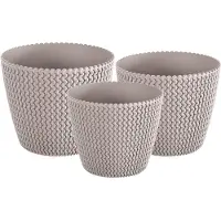 Prosperplast Plantenpotten/bloempot set 3x mix formaten kunststof taupe 19/16/13 cm - Plantenpotten