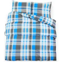vidaXL Dekbedovertrekset 260x240 cm katoen blauw en grijs