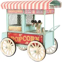 Clayre & Eef Decoratie Miniatuur 24x15x24 cm Blauw Rood Ijzer Popcorn Spaarpot Blauw Spaarpot