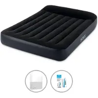 Intex Luchtbedset- Twijfelaar - 137 X 191 X 25 Cm - Blauw - Met Ingebouwde Pomp + Hoeslaken Wi + Reparatieset