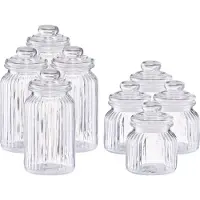 Zeller - Keuken food voorraadpotten glas - Inhoud 600/1200 ml - Set 8x