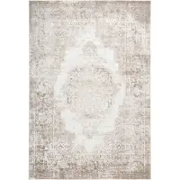 Flycarpets Paris Vintage Vloerkleed Taupe - Medaillon Motief - Laagpolig Tapijt - 120x170 cm