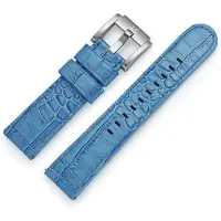Marc Coblen Kalfslederen Horlogebandje met Alligator Structuur Blauw 22mm
