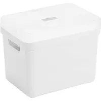 Sunware Opbergboxen/opbergmanden wit van 18 liter kunststof met transparante deksel - Opbergbox
