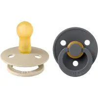 BIBS Colour Schnuller - 2er-Pack - Gr. 2 - Rund - Vanilla/Iron - - 6-18 mt - Schnuller