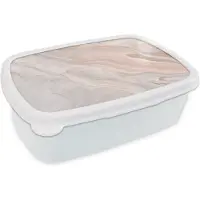 MuchoWow Broodtrommel Wit - Lunchbox - Brooddoos - Marmer - Patroon - Pastel - Abstract - Marmerlook - Luxe - 18x12x6 cm - Volwassenen