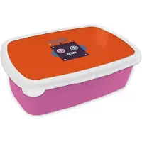 MuchoWow Broodtrommel Roze - Lunchbox - Brooddoos - Robot - Rood - Gezicht - Vormen - Jongens - Kids - 18x12x6 cm - Kinderen - Meisje