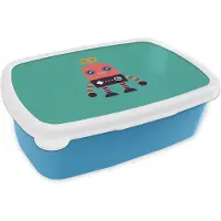 MuchoWow Broodtrommel Blauw - Lunchbox - Brooddoos - Robot - Speelgoed - Gezicht - Roze - Jongens - Kinderen - 18x12x6 cm - Kinderen - Jongen