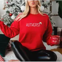 B&C Dames Sweater- KUTKERST- kersttrui-foute kersttrui-rood- rode sweater maat 3XL Kut kerst