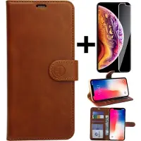 Rico Vitello Leren Book Case Geschikt voor Apple iPhone 5/5S + gratis protector Lichtbruin