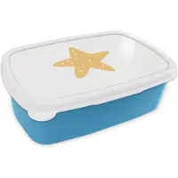 MuchoWow Broodtrommel Blauw - Lunchbox - Brooddoos - Ster - Meisjes - Jongens - Oranje - Stippen - Kinderen - 18x12x6 cm - Kinderen - Jongen