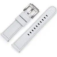 Marc Coblen Kalfslederen Horlogebandje met Alligator Structuur Wit 22mm