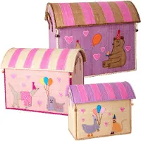 Rice - Large Set of 3 Toy Baskets - Pink Party