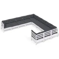 vidaXL 11-delige loungeset voor de tuin met kussens, wit, van grenenhout